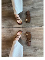 Verano nueva espina de pescado fondo plano cabeza cuadrada palabra con dedo del pie zapatillas geniales mujeres - details 5