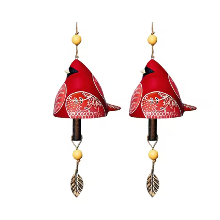 Campana de Canto de pájaro para decoración de jardín, campanilla de viento rústica colgante, 2 piezas - 1