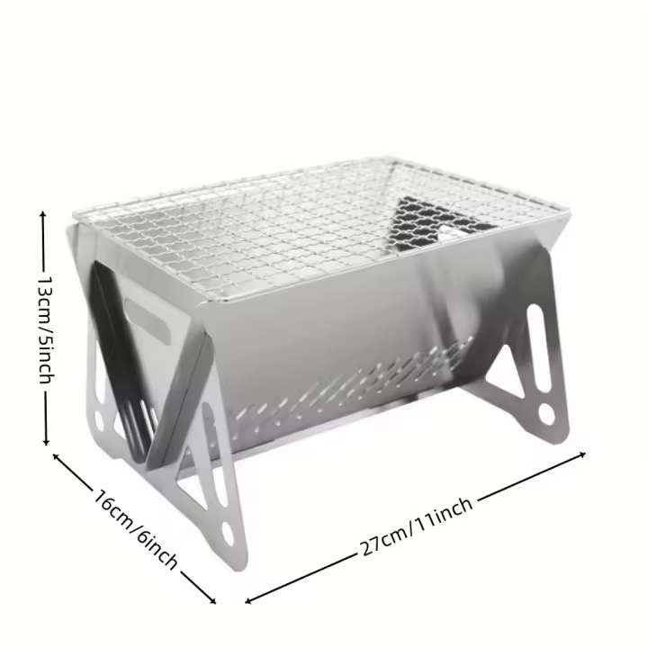 Estufa de Camping Portátil Estufa de Combustión de Acero Inoxidable Plegable para Exteriores - 1