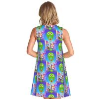 Vestido Duo de búho sin mangas informal para mujer, divertido pájaro verde, viajes personalizados, D-Duogos - details 81
