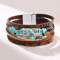 Pulsera Vintage de Pluma y Cuero con Turquesa Joyería y Bisutería para Mujeres - details 5