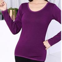 Ropa de terciopelo de una capa para mujer, top básico de manga larga con cuello redondo, color sólido, invierno - details 4