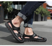 Sandalias planas informales de cuero genuino para hombre, calzado de playa romano, zapatillas de deporte masculinas, zapatos de cuña baja, talla grande 38-48, novedad de verano - details 12