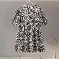 Vestido holgado de algodón con mangas abullonadas para mujer, ropa elegante de manga corta con cuello redondo, suave, verano - details 2