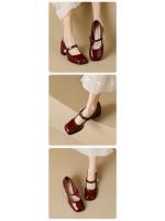 Zapatos Mary Jane de suela gruesa para mujer, zapatos franceses retro de cuero con una tira, zapatos de tacón grueso para mujer - details 5