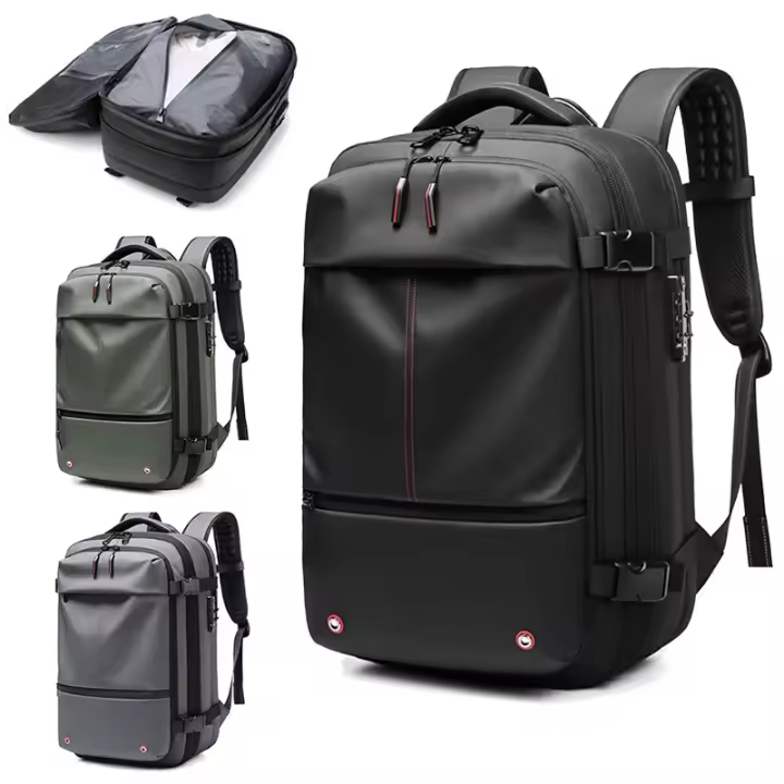 Mochila de compresión al vacío para hombre, bolsa de viaje para ordenador portátil de 17 pulgadas, de gran capacidad, para negocios y escuela - 1