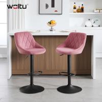 Taburete de Bar de Terciopelo Altura Ajustable, Giratorio, Poltrona de Cocina, Diseño Gris Oscuro - details 71