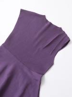 High Street Women Burgund Skater Knit Mini Dresses Round Neck Asymmetric Sleeve With Pleats A-line Dress Spring 2025 Vestidos - details 3
