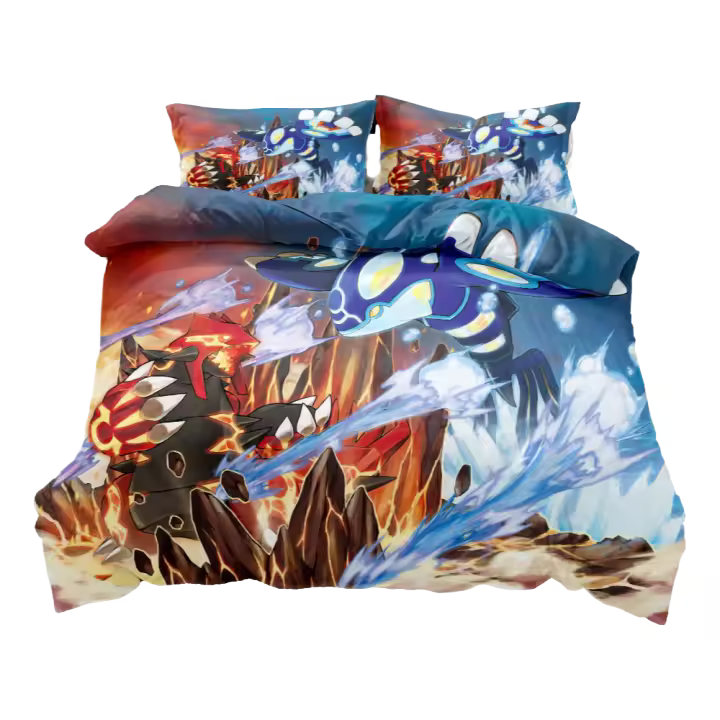 Funda de edredón Groudon, juego de funda nórdica artística para niños, juego de ropa de cama de tamaño individual, doble, King y Queen - 1