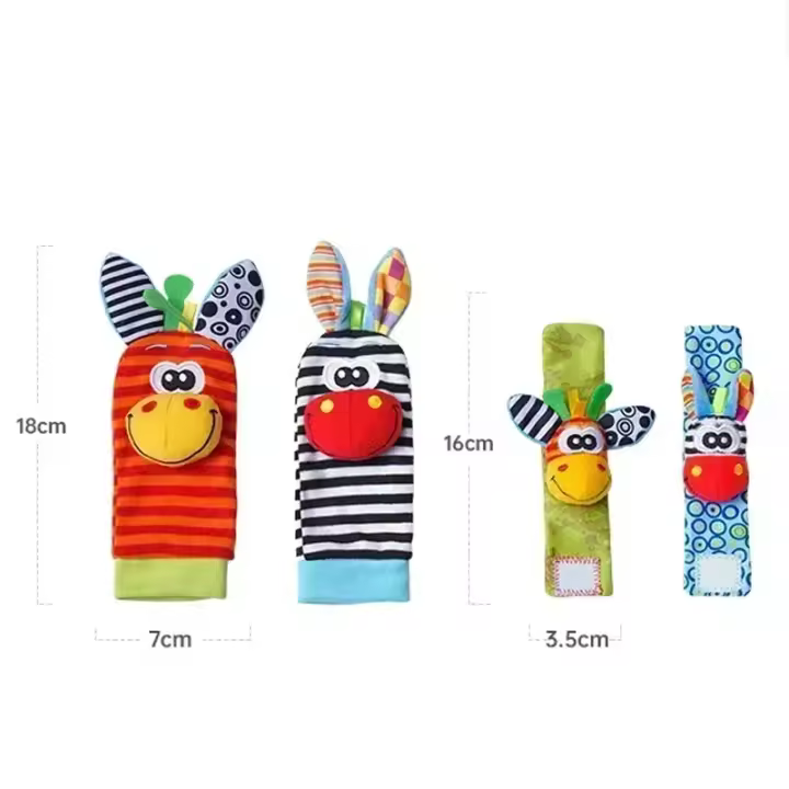 Sonajeros para bebés de 0 a 24 meses, juguetes de felpa suave, juego de sonajero de muñeca para pies, juguetes educativos de desarrollo para recién nacidos de dibujos animados para niños - 1