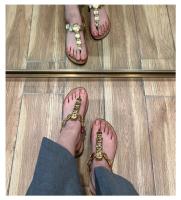 Zapatillas de Playa de Moda para Mujer Pisa Romana de Piel de Oveja Versión de Oro - details 5