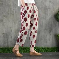 Pantalones de algodón y lino para mujer, pantalones harén con estampado de verano, pantalones holgados Retro a la moda hasta el tobillo para mujer - details 15