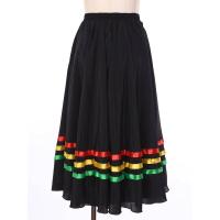 Faldas Flamenco español para mujer, vestidos de danza contemporánea moderna lírico, cintura alta, dobladillo a rayas, falda con - details 6