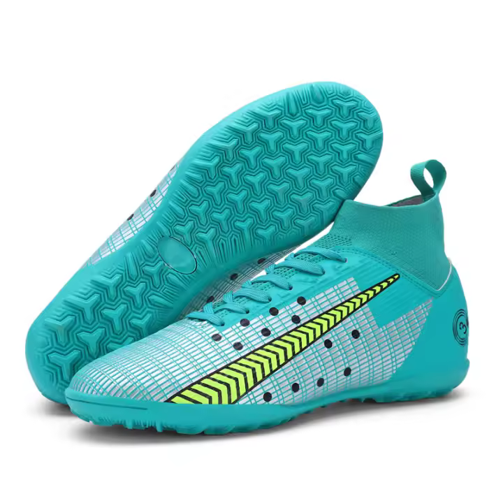 Zapatos de fútbol de entrenamiento para césped con tacos largos rotos y transpirables de caña alta para hombres y mujeres - 1