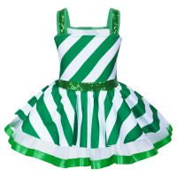 Traje de baile de Navidad para niñas, vestido tutú de ballet con bastón de caramelo a rayas, leotardo gimnástico para patinaje artístico, ropa de baile para fiestas navideñas - details 2