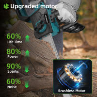NEWBENY-motosierra eléctrica inalámbrica sin escobillas de 12 pulgadas, sierra de cadena con pantalla Digital, herramienta eléctrica para carpintería para juego de pines de batería Makita - details 8