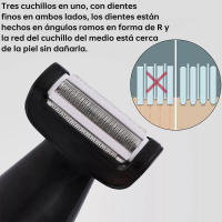 Recortador de espalda, afeitado de precisión, plegable, con accesorios, batería de larga duración, negro, depilación corporal, con soporte - details 3