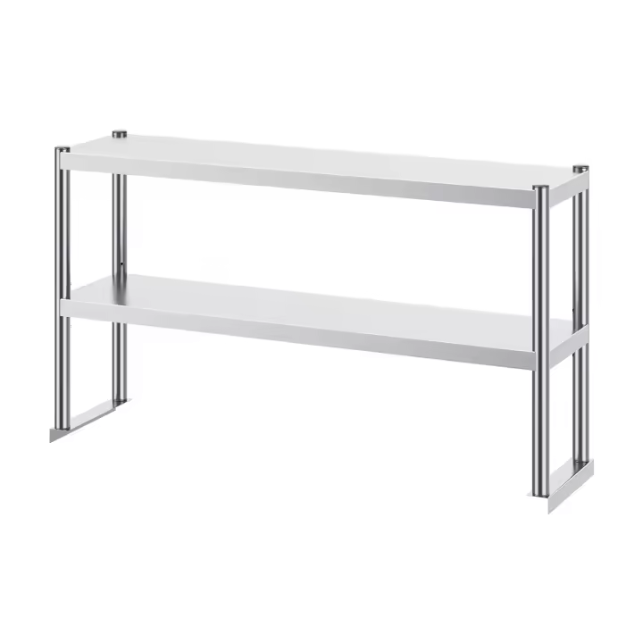 SucceBuy Estante doble de acero inoxidable de 12 x 72 pulgadas, altura ajustable. Ideal para preparación en cocina, restaurante y taller. - 1