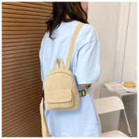 Mochila De terciopelo de pana para mujer, bolso escolar de versión coreana, sencillo, informal, pequeño, 2024 - details 16