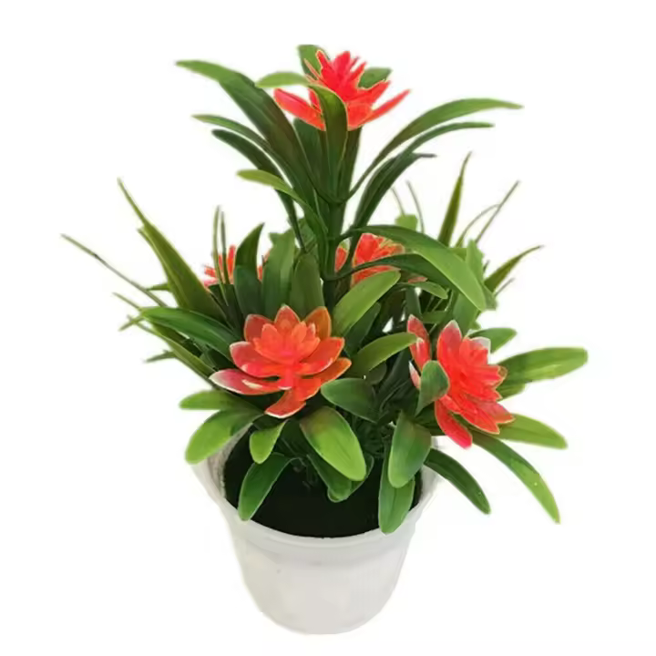 Mini hogar elegante con maceta de mesa, flor Artificial en maceta de imitación realista, adornos en maceta, decoración del hogar - 1
