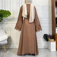 Vestido largo musulmán Abaya Jilbab para mujer, caftán de flores con cremallera de encaje, moda de Color sólido, Abayas de Dubai - details 16