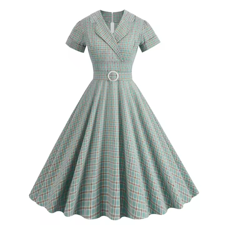 Elegante cintura alta, estilo retro británico, con un swing elegante. - 1