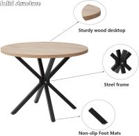 Mesa de Comedor Redonda con Tapa Moderna con Efecto Mármol, Mesa de Comedor de Cocina con Cuatro Patas de Metal, para Comedor, Sala de Estar,Blanco+GDL - details 19