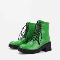 LOQ MOQFactory Zapatos planos de lujo de invierno Botas de mujer Martin con parte inferior gruesa lacada en negro - details 0