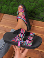 Zapatillas planas con estampado aleatorio para mujer, zapatos informales, sandalias de playa, chanclas para caminar, verano, 2024 - details 6