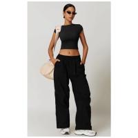 Top corto de manga corta con logo personalizado para mujer, camiseta de yoga ajustada de alta elasticidad, camiseta corta de fitness para correr y gimnasio - details 10