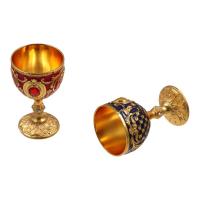 Copa de vino de Metal Vintage con relieve Medieval, copa con incrustaciones de diamantes de estilo europeo, copas de vino antiroturas para comunión - details 1