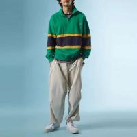 Decheng Oem jersey de gran tamaño con forro de lana para sudadera con capucha informal a rayas con cremallera de un cuarto para hombre - details 7