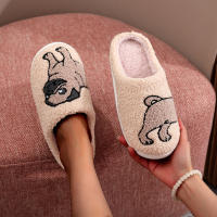 Pantuflas De Algodón Grueso Con Bordado De Calavera Negra Para Halloween Para Hombres Y Mujeres Antideslizantes Y Cálidas Para Uso Doméstico - details 5