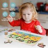 Rompecabezas de Madera infantil para Niños, Rompecabezas de animales con Mango, Juegos Educativos Montessori para bebés, 2 Años - details 2