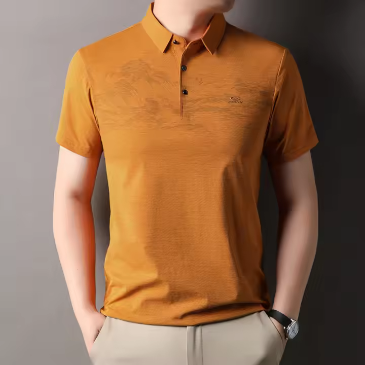 Polo de Moda para Hombres de Verano Cuello Impreso, Manga Corta, Ajuste Suelto - 1