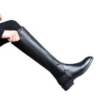Botas hasta la rodilla para mujer, zapatos sencillos con cremallera, color negro, Otoño e Invierno - details 1