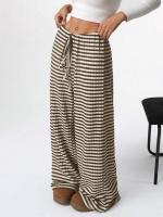 Pantalones de Algodón con Rayas para Mujer Cintura Elástica, Talla Única, Novedad de Otoño - details 24