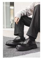 2025 Zapatos de cuero para hombres Estilo casual de negocios Encaje grueso brillante Sellado Parte inferior plana Características Borde cruzado - details 12