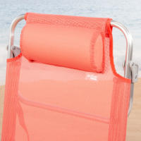 Pack de 2 sillas de playa plegables, con respaldo reclinable 7 posiciones, convertibles en tumbona, tamaño 47x49x82 cm, de aluminio y textileno, con cojín acolchado y asas de mano para transportar - details 3