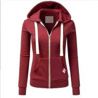 Sudadera con capucha de manga larga para mujer, abrigo deportivo informal con bolsillos y cremallera, Color sólido, otoño - details 8