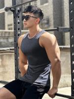 Chaleco elástico a rayas para hombre, camiseta sin mangas de gran tamaño con cuello redondo, camiseta sin mangas para gimnasio, deportes, fitness, correr, entrenamiento, culturismo - details 17