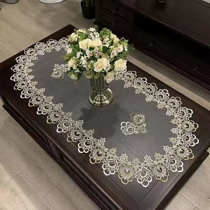 Funda de comedor moderna ovalada, mantel de mesa de centro bordado europeo, funda de muebles de TV ENCE para decoración del hogar - 1