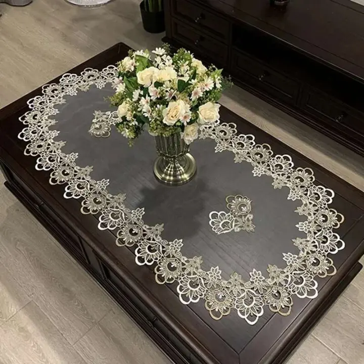 Funda de comedor moderna ovalada, mantel de mesa de centro bordado europeo, funda de muebles de TV ENCE para decoración del hogar - 1