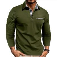 Polo informal con cuello vuelto para hombre, camisetas de manga larga, tops masculinos - details 5