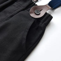 Conjunto de tres piezas para niños: blazer a cuadros, vestido tipo cárdigan de algodón de manga larga y pantalones con tirantes. - details 12