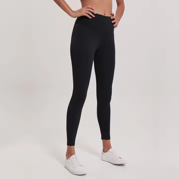 SHINBENE-mallas deportivas de cintura alta para mujer, Leggings elásticos, suaves, sensación desnuda, para gimnasio, Yoga - 1