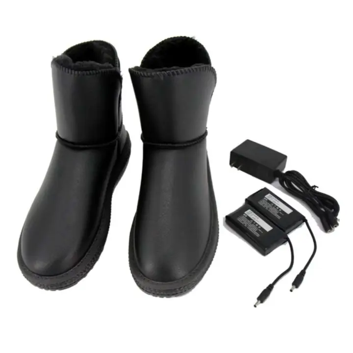 Botas de nieve con calefacción eléctrica para mujer, botines planos informales con suela de EVA, antideslizantes, cálidos, con logotipo, para invierno, 2024 - 1