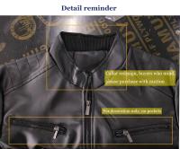 Chaqueta de cuero para hombre, chaqueta informal de moda para motocicleta, chaqueta de PU con cuello ajustado, chaqueta de cuero a prueba de viento para otoño e invierno, estilo para hombre - details 1