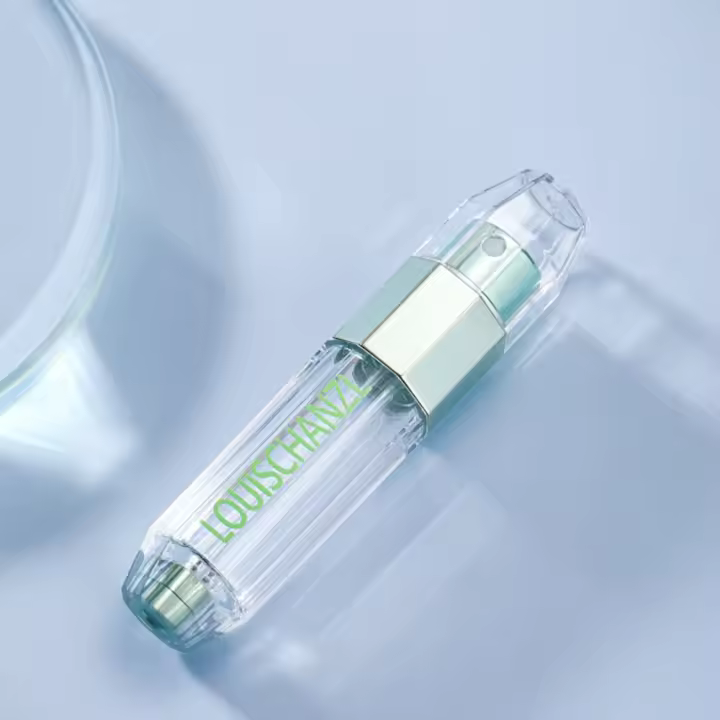 Botella de Perfume con relleno inferior de 5ML, atomizador de Perfume de viaje octogonal transparente, niebla fina, botella pulverizadora de aleación de aluminio de 5ML - 1