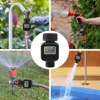 Medidor de flujo de agua Digital, medidor de agua con manguera de 3/4 ", medición de consumo y flujo de agua con conectores rápidos para jardín al aire libre - details 2